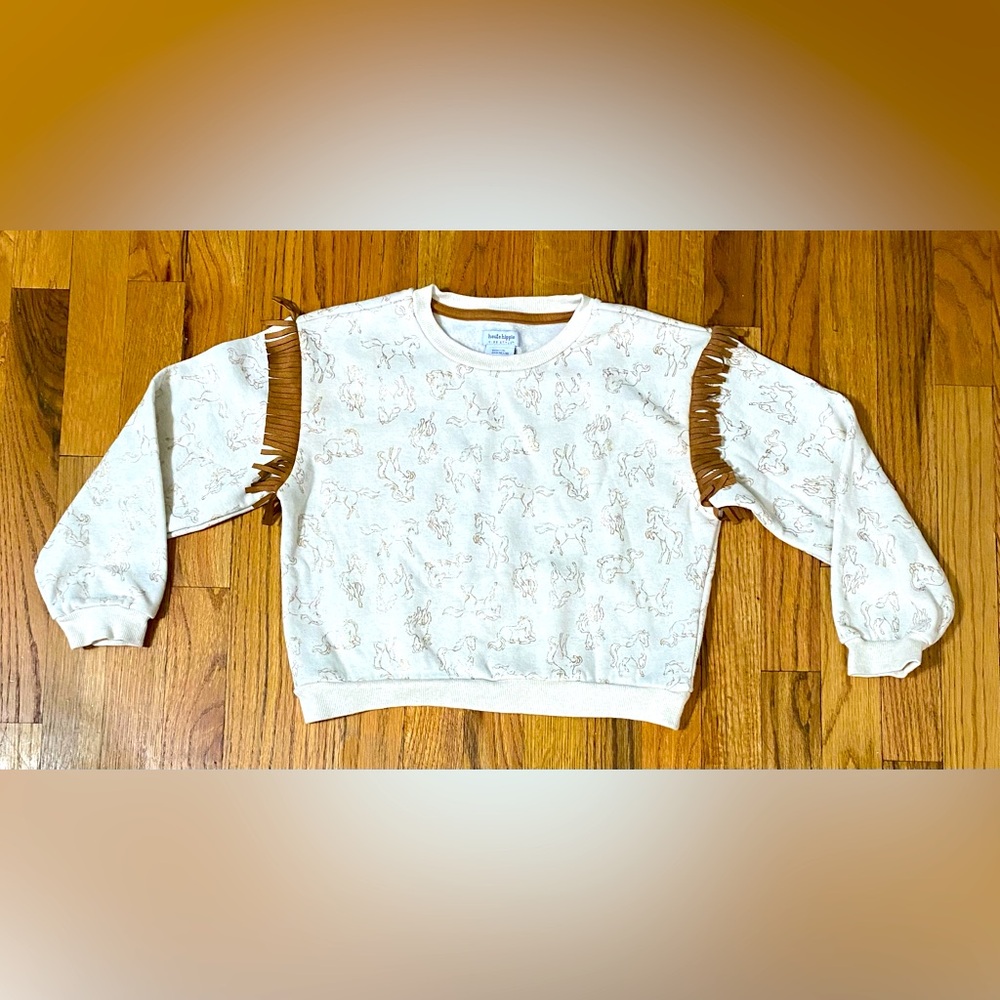 Haute Hippie Rancher Cowgirl Kids Horse Fringe Pullover Top Girls Size M 7/8